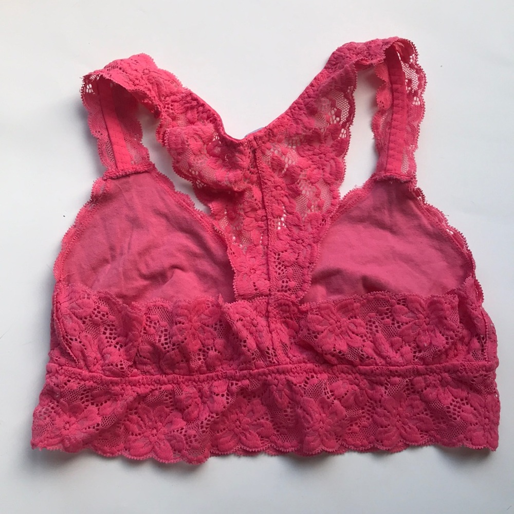 AERIE Lace Bralette Pink Coral Stretchy - Picture 5 of 5